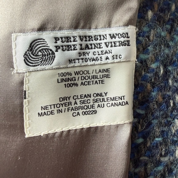 Vintage Aquascutum London Blue-Gray Tweed Overcoat with Matching Scarf - Picture 4 of 9